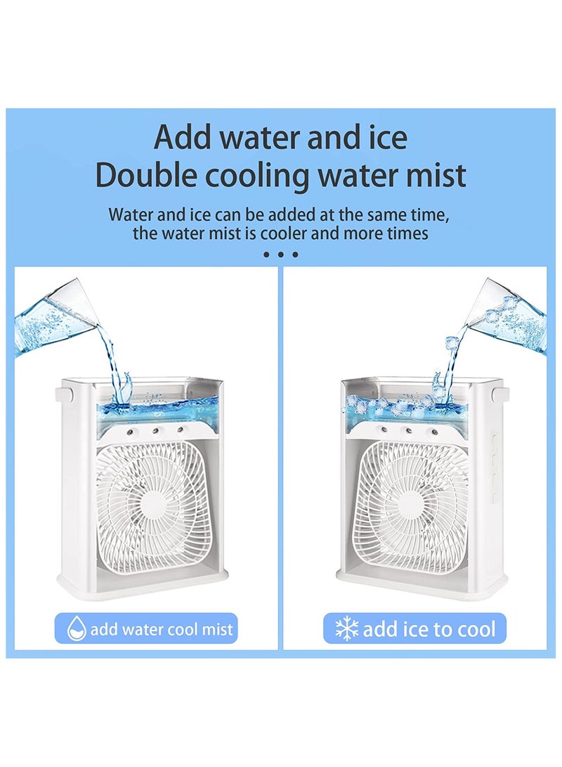 Generic Water Cooling Fans misting fan Multifunctional 3-in-1 Portable Air Conditioner Fan Water Cooler Fan Air Humidifier 7 Colors Night Light USB Desktop Fan with 3 Adjustable Wind Speeds for Home Office Outdoor Use  - Image 4