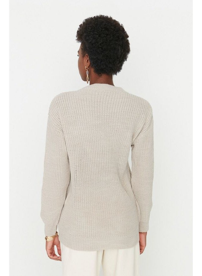 trendyol Openwork/Perforated V-Neck Knitwear Sweater TWOAW21KZ0690 - Image 3