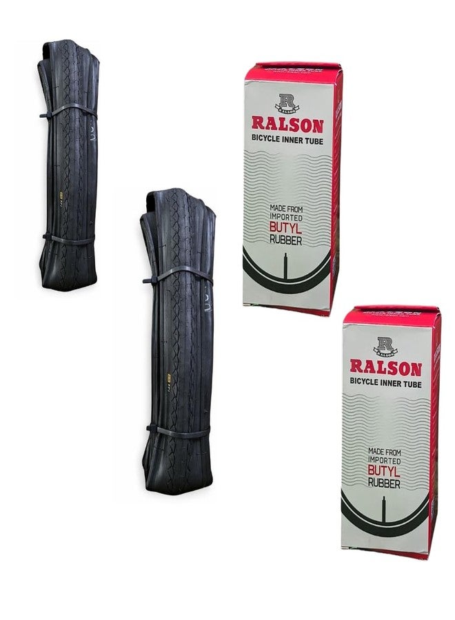 FCCRACING Foldable 700x28C Tyre & Tube Combo 2 Tyre & 2 Tube for Bicycle - Image 1