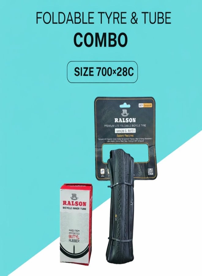 FCCRACING Foldable 700x28C Tyre & Tube Combo 2 Tyre & 2 Tube for Bicycle - Image 2