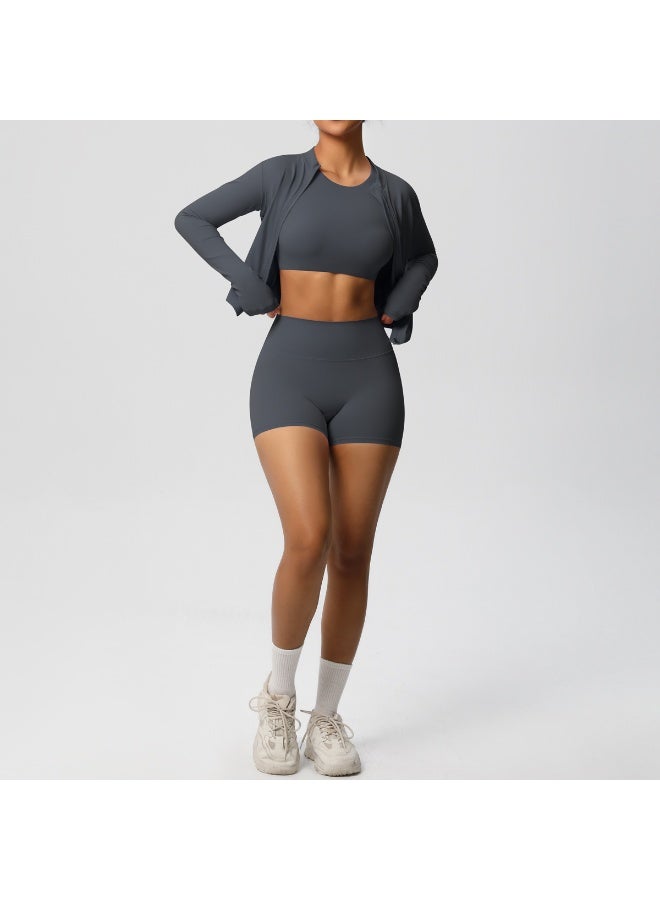 3PCS Yoga Set Women Gym Clothing Elastic Fitness Workout Set Sportswear Female Long Sleeve Top High Waist Leggings Sports Suits - Image 3