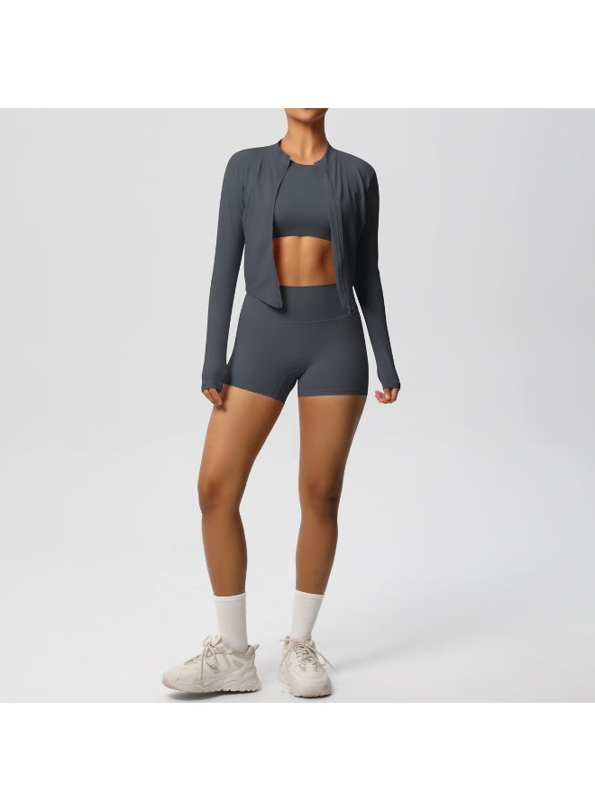 3PCS Yoga Set Women Gym Clothing Elastic Fitness Workout Set Sportswear Female Long Sleeve Top High Waist Leggings Sports Suits - Image 1