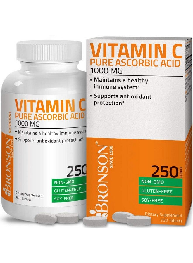 Bronson Vitamin C 1000 Mg Premium Nongmo Ascorbic Acid Maintains Healthy Immune System Supports Antioxidant Protection 250 Tablets - Image 1