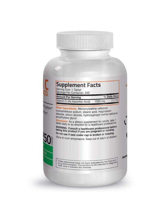 Bronson Vitamin C 1000 Mg Premium Nongmo Ascorbic Acid Maintains Healthy Immune System Supports Antioxidant Protection 250 Tablets - Image 2