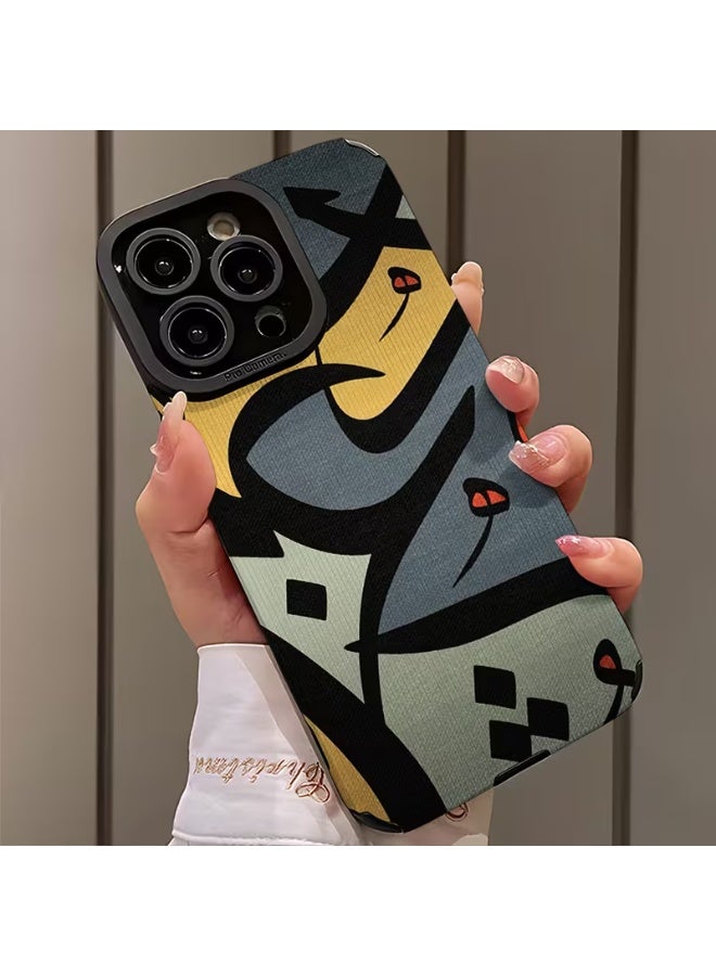 تيمو جراب ايفون بتصميم نمط فن الخط العربي الإبداعي من الجلد الصناعي المخصصة، مضادة للبقع، تغطية كاملة لحماية الهاتف من الصدمات والخدوش متوافق مع ايفون 16 برو - Image 2