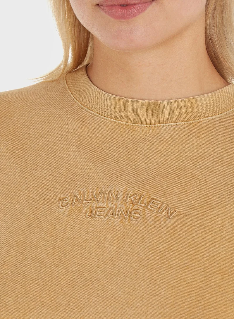 Calvin Klein Jeans Flute Sleeve Crop T-Shirt