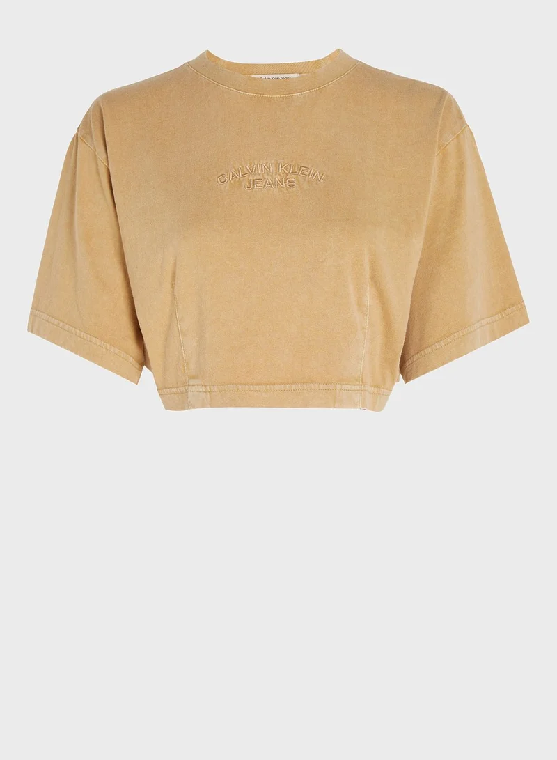 Calvin Klein Jeans Flute Sleeve Crop T-Shirt