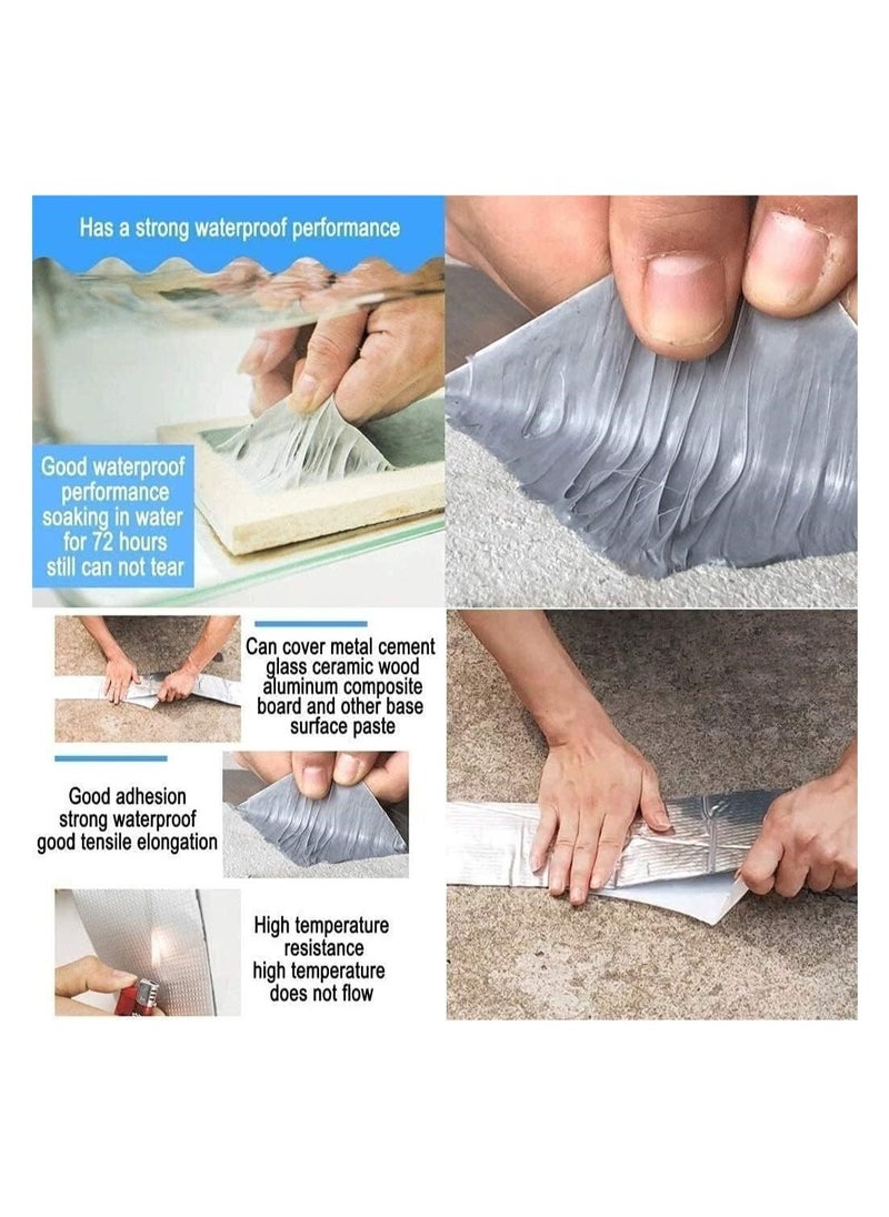 Super Strong Aluminum Foil Butyl Tape 10cm X 5m Super Waterproof Tape Self Adhesive Adhesive Tape Kitchen and Bathroom House Roof Mending Materials for Pipes Patch Holes - Image 3