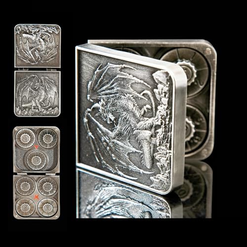 FTNNGIME 7 in 1 Metal DND Dice Set Foldable Spinner Compact dice subitable for Dungeons Dragons in Magnetic Iron BoxSliver - Image 1