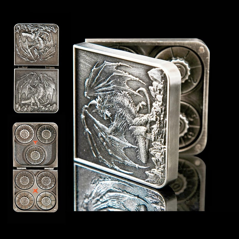 FTNNGIME 7 in 1 Metal DND Dice Set Foldable Spinner Compact dice subitable for Dungeons Dragons in Magnetic Iron BoxSliver - Image 3