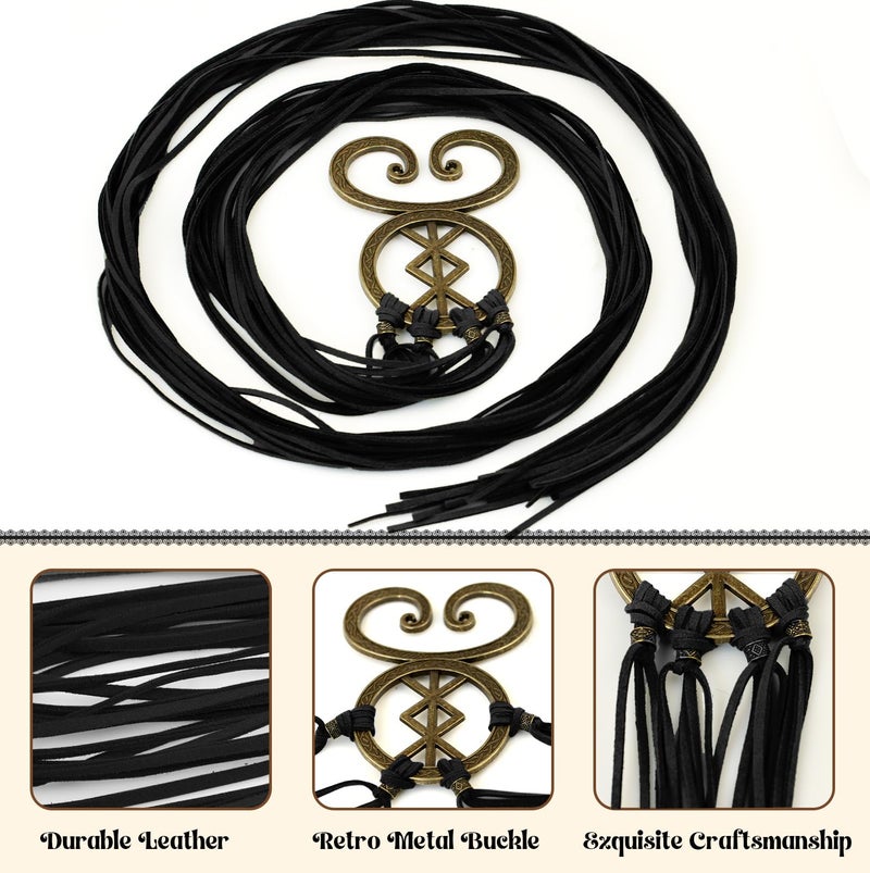 Pirekul Viking Costume Women Belt with Troll Cross - Medieval Renaissance Accessory for Viking, Ren Faire Halloween Cosplay (Black) - Image 2