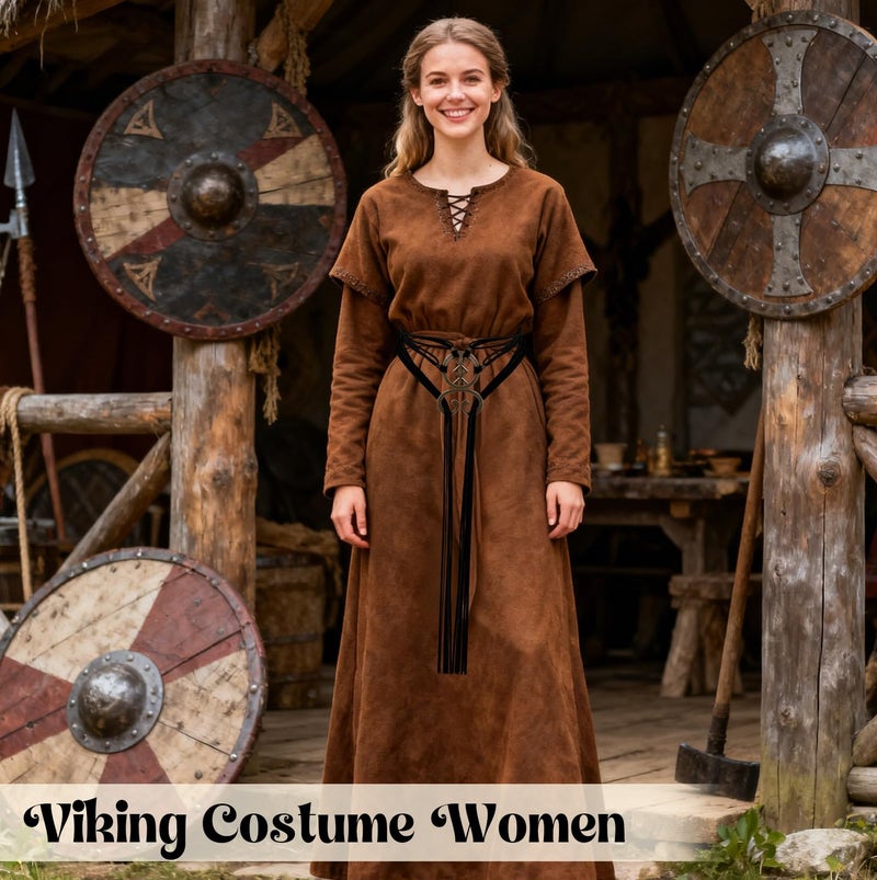Pirekul Viking Costume Women Belt with Troll Cross - Medieval Renaissance Accessory for Viking, Ren Faire Halloween Cosplay (Black) - Image 4