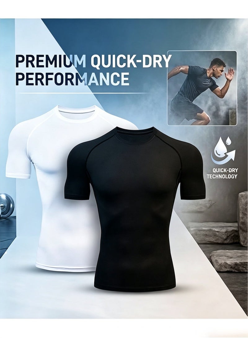 X-level Men's Compression Shirt Quick Dry Athletic Workout T Shirt Gym Fitness Short Sleeve Top Body Protective Gear - Image 1