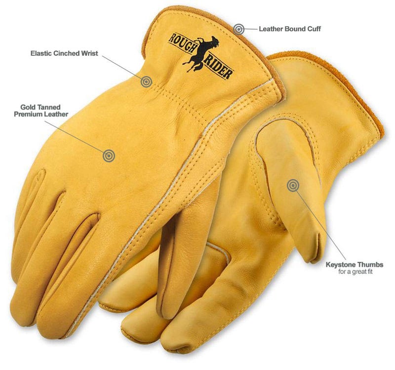 Galeton Rough Rider Premium Leather Driver Gloves With Elastic Back Gold, Medium (25001PR-M) - Image 5