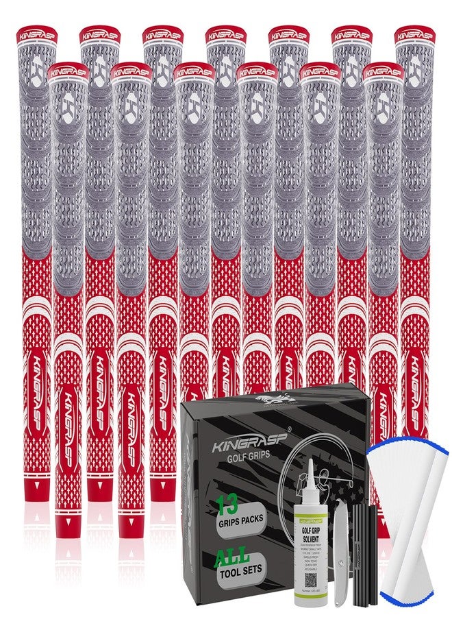 KINGRASP Premium Rubber Golf Grips 13 Pack, Anti-Slip，Super Stability,Cord Rubber, Golf Club Grips,Standard/Mid Size/Oversize, 13 Grips with All Kits - Image 1