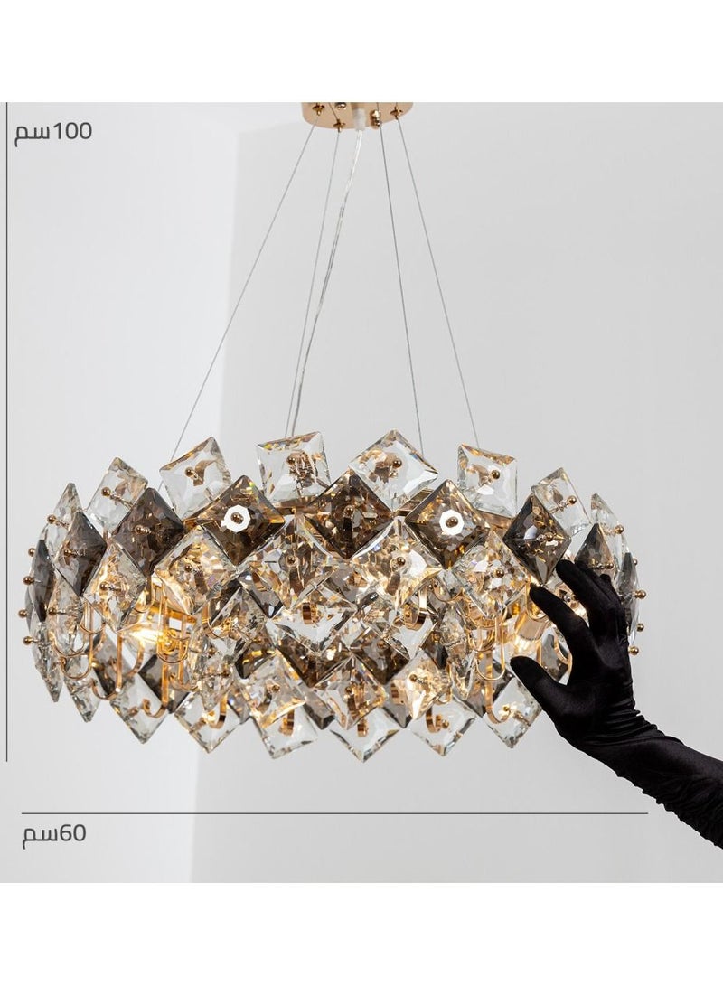 UCANDLE Luxurious modern crystal chandelier by Yocandel, circular ceiling lighting, honeycomb and transparent crystal, golden base, suitable for guest rooms, reception rooms, bedrooms - Image 2