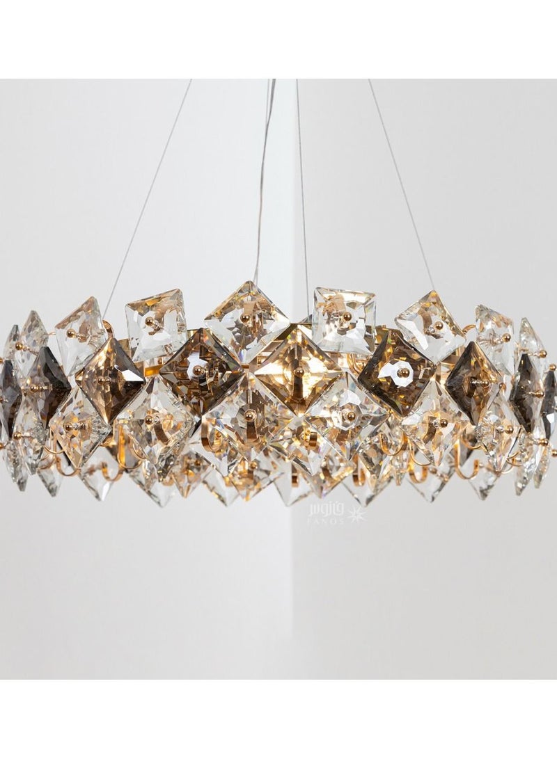 UCANDLE Luxurious modern crystal chandelier by Yocandel, circular ceiling lighting, honeycomb and transparent crystal, golden base, suitable for guest rooms, reception rooms, bedrooms - Image 1