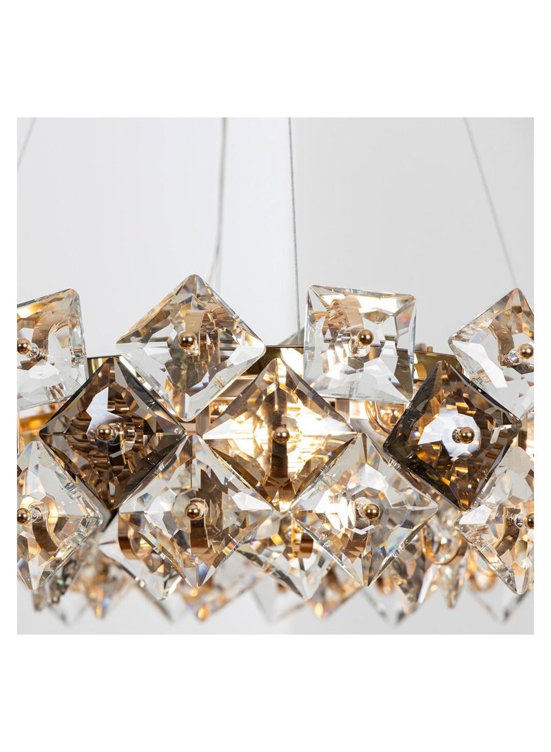 UCANDLE Luxurious modern crystal chandelier by Yocandel, circular ceiling lighting, honeycomb and transparent crystal, golden base, suitable for guest rooms, reception rooms, bedrooms - Image 4