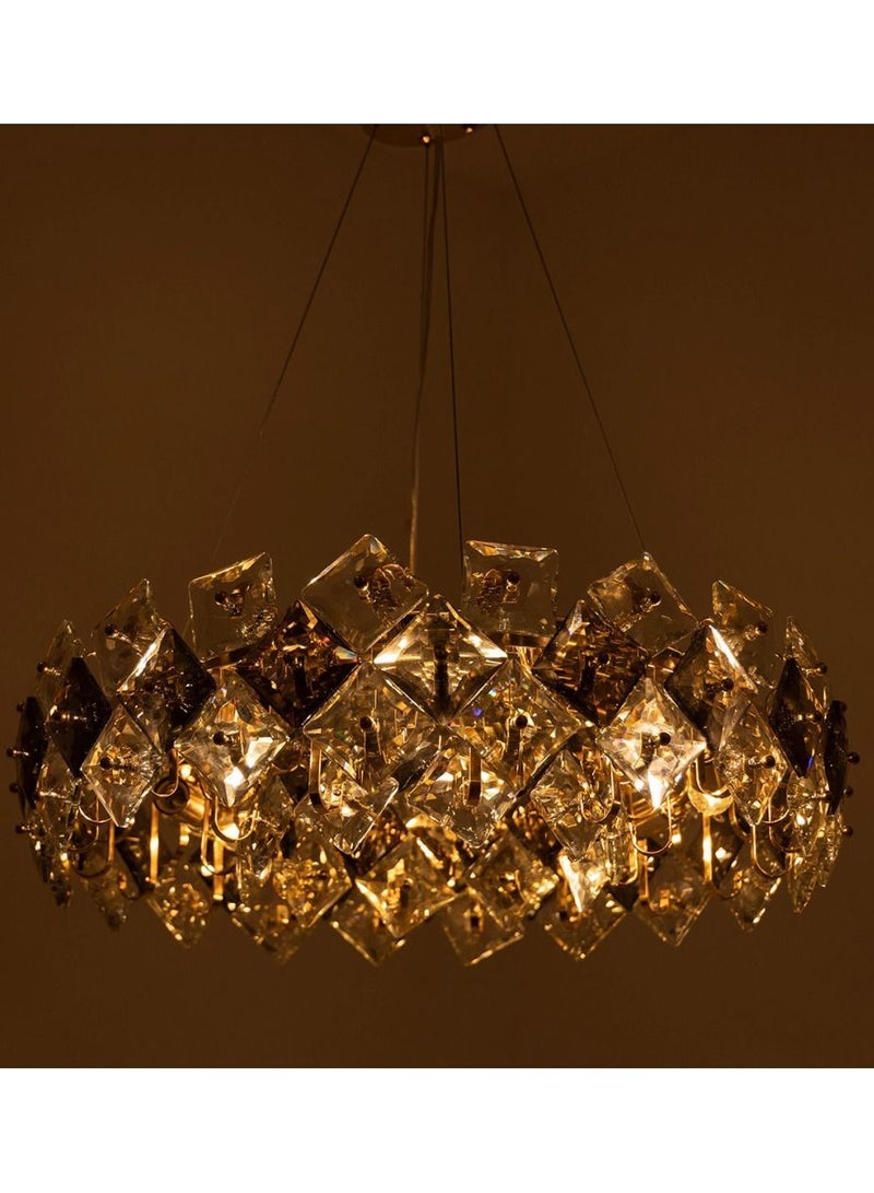 UCANDLE Luxurious modern crystal chandelier by Yocandel, circular ceiling lighting, honeycomb and transparent crystal, golden base, suitable for guest rooms, reception rooms, bedrooms - Image 3