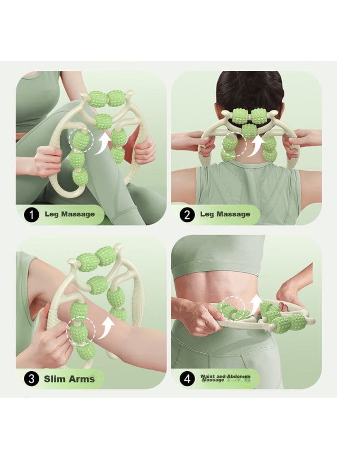 Dweck Duweike Leg Massage Roller, Spiked Club, Muscle Relaxation Shaft, Yoga Column, 9-ring Leg Clamp, Fitness Shaping Set, Fruit Green  - Image 5