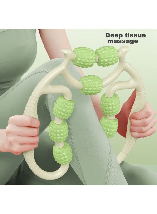 Dweck Duweike Leg Massage Roller, Spiked Club, Muscle Relaxation Shaft, Yoga Column, 9-ring Leg Clamp, Fitness Shaping Set, Fruit Green  - Image 3
