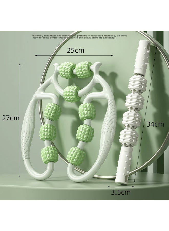 Dweck Duweike Leg Massage Roller, Spiked Club, Muscle Relaxation Shaft, Yoga Column, 9-ring Leg Clamp, Fitness Shaping Set, Fruit Green  - Image 4