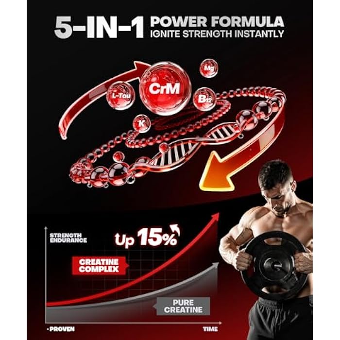 Dr.Bio Instant Boost Creatine Monohydrate Gummies, Complex Creatine with Real 5000mg Creatine, L-Taurine, B12, Mg & K, Pre-Workout Creatine for Women & Men to Support Energy, Muscle, Recovery, 0 Sugar, Vegan - Image 3