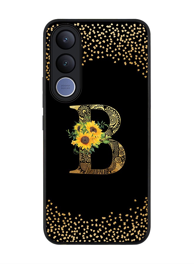 Stylizedd For vivo V70 FE Case,Slim fit Camera Protection, Shockproof Thin Phone cover  - Custom Floral Monogram - B ( Black ) - Image 1