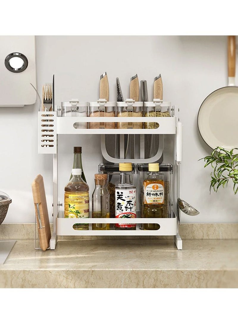 Kitchen Table Spice Rack, Freestanding Kitchen Rack, 2-Tier Kitchen Organizer for Spice Jars, Bottles, Tins, Metal - Image 2