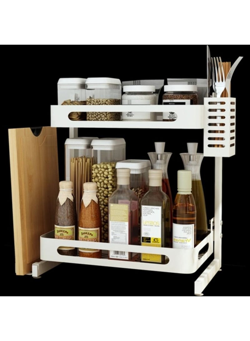 Kitchen Table Spice Rack, Freestanding Kitchen Rack, 2-Tier Kitchen Organizer for Spice Jars, Bottles, Tins, Metal - Image 4