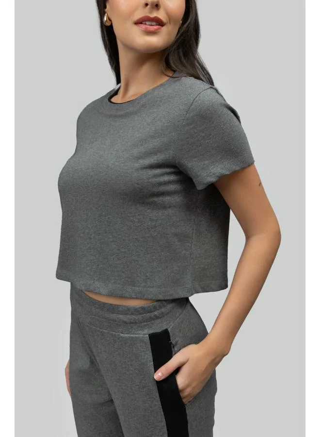 NeceSera Grey Soft Cotton Crop Top