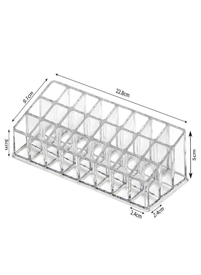 Moxtiza Lipstick Holder 24 Section Acrylic Makeup Organiser Transparent Makeup Cosmetic Storage Box Lipstick Nail Polish Holder Display Stand (Acrylic, 24 Section) - Image 2