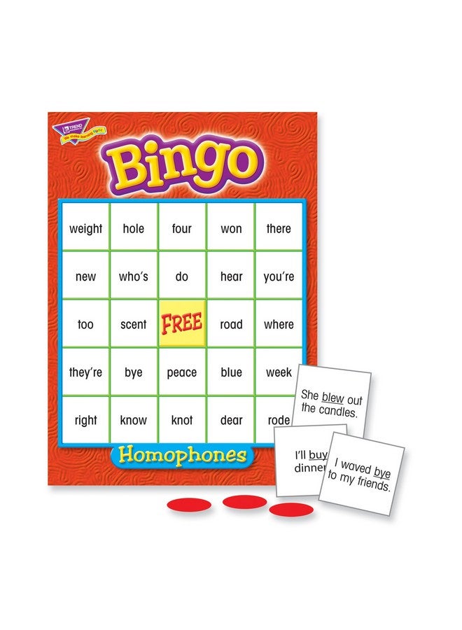 Trend Enterprises: Homophones Bingo Game, Exciting Way for Everyone to Learn, Play 8 Different Ways, Great for Classrooms and at Home, 2 to 36 Players, for Ages 8 and Up - Image 2
