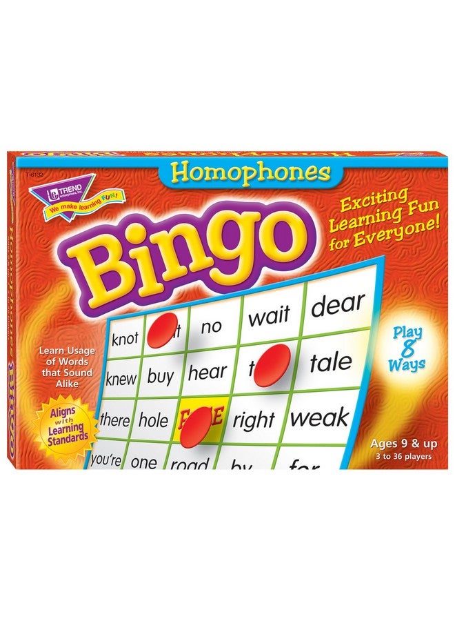 Trend Enterprises: Homophones Bingo Game, Exciting Way for Everyone to Learn, Play 8 Different Ways, Great for Classrooms and at Home, 2 to 36 Players, for Ages 8 and Up - Image 1