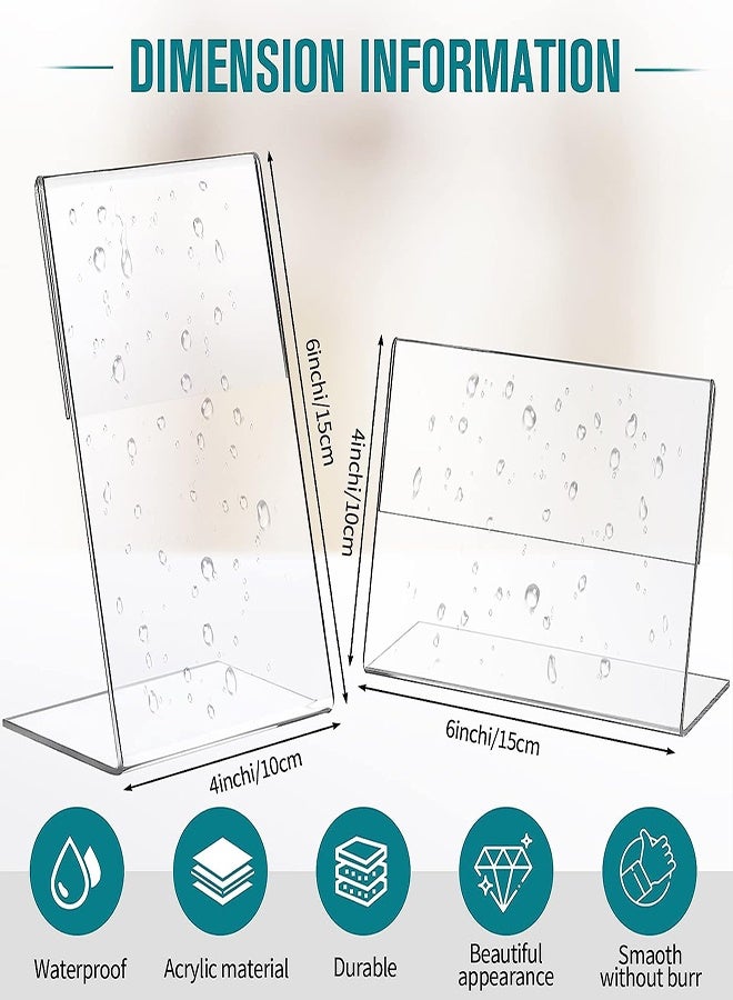 12Pcs Acrylic Photo Frames, Clear Slant Back Display Stands for Home, Office, and Restaurant, 4x6"/6x4" Desktop Picture and Menu Holders  - Image 2