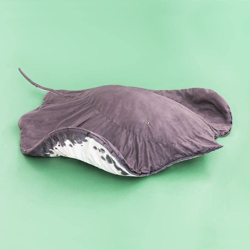 Furvana Manta Ray Stuffed Animal Stingray Blanket, Wearable Blanket, Manta Ray Plush Stuffed Stingray, Soft Cozy Ray Throw Cloak Wrap Gifts for Women Adults and Kids Christmas - Image 2