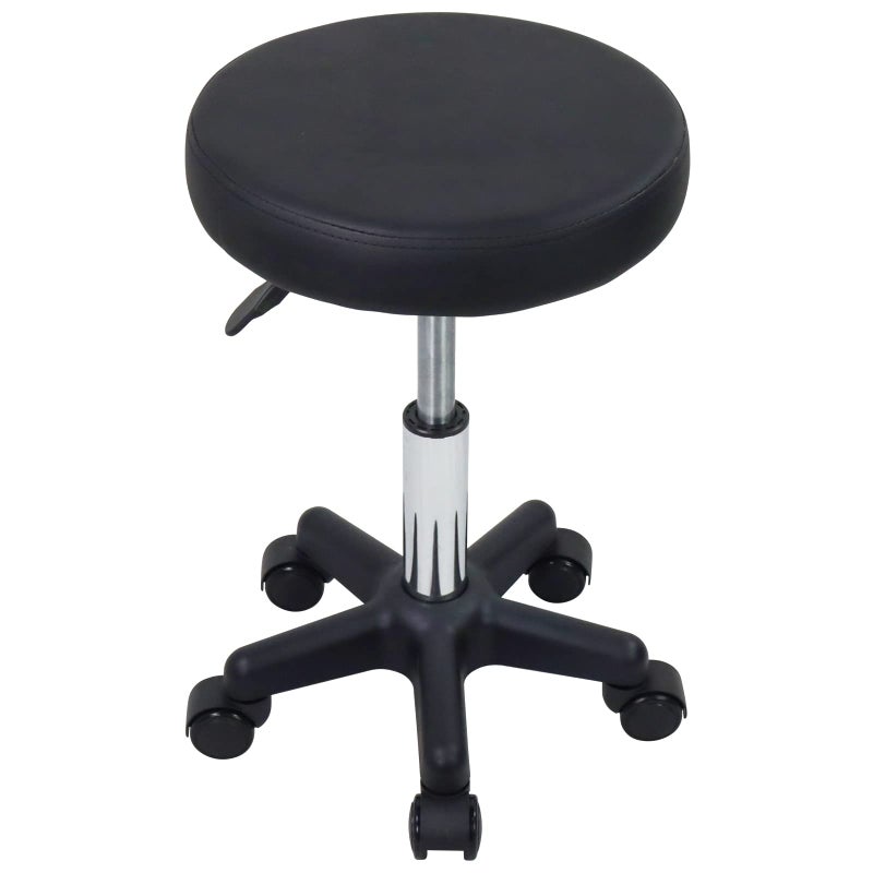 FURWOO FURWOO Round Rolling Stool Height Adjustable Stool with Wheels for Spa Salon Massage Black 