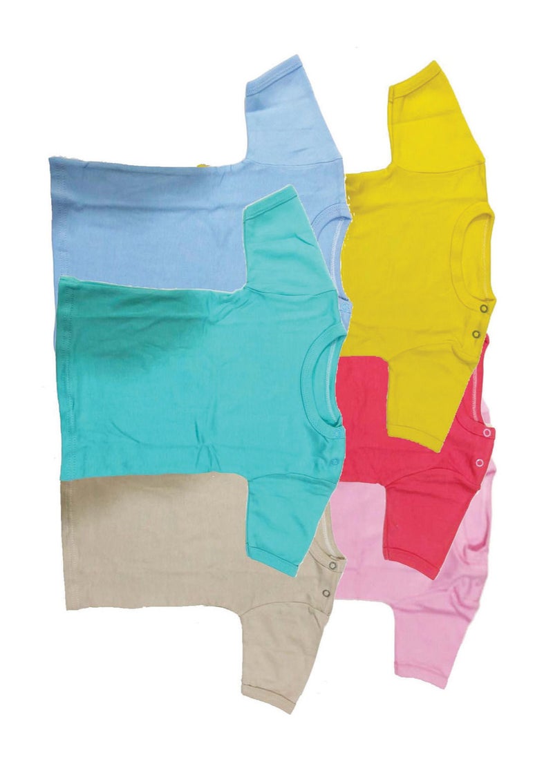 Generic - T-shirt, half sleeves, cotton, 6 pieces, multiple colors (the color may differ from the pictures) - Image 1
