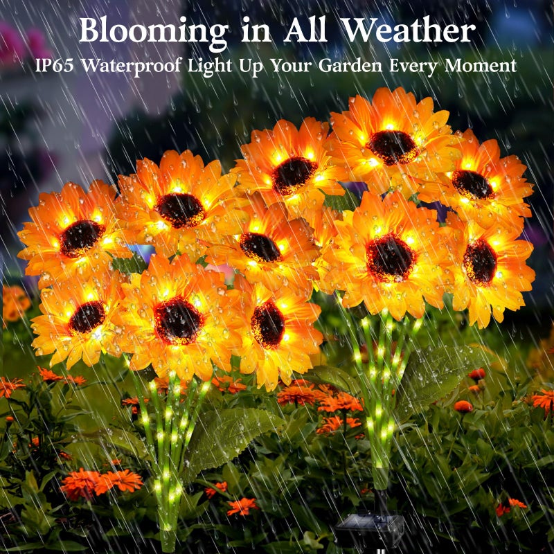 ANGMLN Solar Garden Lights 4 Pack 24 Solar Sunflower Lights, Gifts for Mom Women Grandma Mothers Day Birthday, Waterproof Solar Flower Light for Outdoor Decoration, Decorative Stakes for Yard,Landscape,Patio - Image 3
