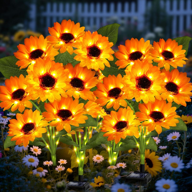 ANGMLN Solar Garden Lights 4 Pack 24 Solar Sunflower Lights, Gifts for Mom Women Grandma Mothers Day Birthday, Waterproof Solar Flower Light for Outdoor Decoration, Decorative Stakes for Yard,Landscape,Patio - Image 1