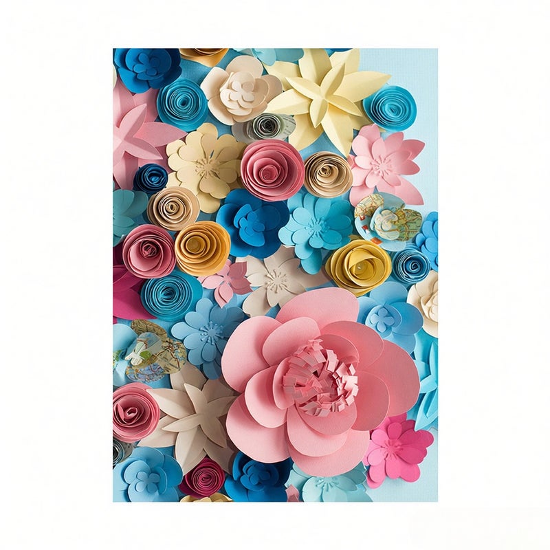 1.5* 2.1m/5* 7ft Blossoming Paper Flower Photography Background Wedding Backdrop Photo Studio Pros - Image 1