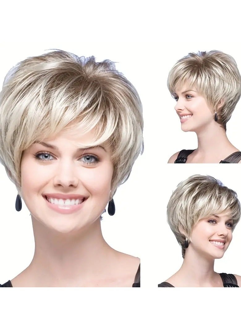 ORiTi Short Curly Pixie Cut Synthetic Wigs For Women, Sport Style Elegant Natural Looking For Daily Halloween Costume Party - Image 1
