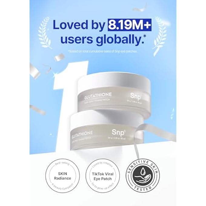SNP 99% Glutathione + Niacinamide B3 Eye Patch | Nourishing Under Eye Patches for Blemishes and Dark Spots | Under Masks for Puffy Eyes and Dark Circles | Korean Skincare | 60 Patches - Image 3