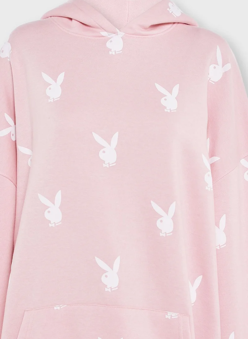 Missguided Playboy Hoodie Dress