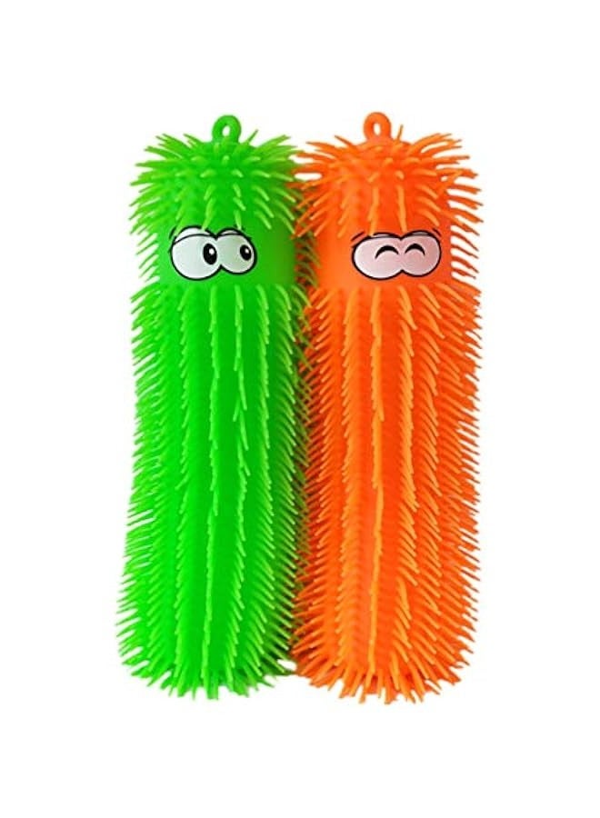 2pcs Caterpillar Puffer Toys Puffer Worms Light up Puffer Ball Sensory Squeeze Ball Gifts for Kids Adults New Year Birthday Party Favors ( Random Color ) - Image 1