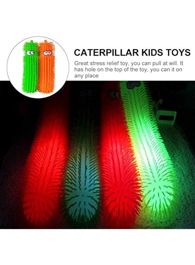 2pcs Caterpillar Puffer Toys Puffer Worms Light up Puffer Ball Sensory Squeeze Ball Gifts for Kids Adults New Year Birthday Party Favors ( Random Color ) - Image 2