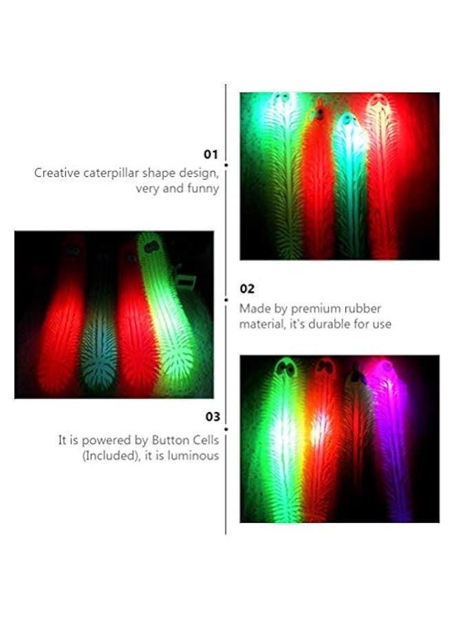 2pcs Caterpillar Puffer Toys Puffer Worms Light up Puffer Ball Sensory Squeeze Ball Gifts for Kids Adults New Year Birthday Party Favors ( Random Color ) - Image 4