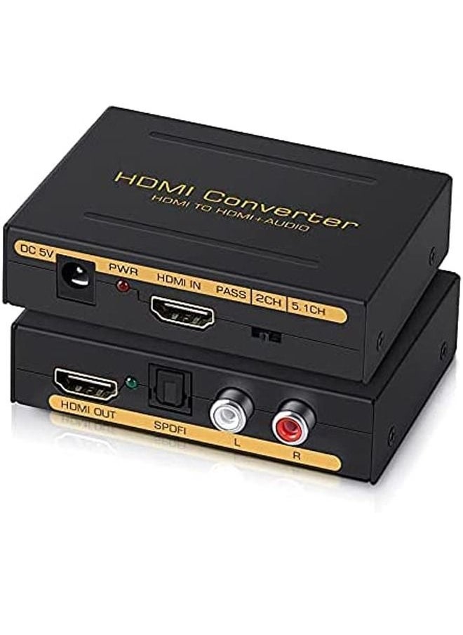 Generic 4K 60Hz HDMI Audio Extractor Converter HDMI to HDMI Audio (SPDIF + RCA L/R Stereo) HDMI Video Audio Splitter Adapter for Fire Stick Xbox PS5 Support 3D HDCP 2.2 18Gpbs  - Image 1