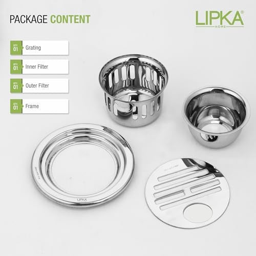 LIPKA 5 Inch Golden Classic Jali Round Floor Drain/Plain Jali |304-Grade Stainless Steel | Grating Trap Drain Cover with Cockroach Trap with Hole for Bathroom and Kitchen Rust Corrosion Resistant - Image 5