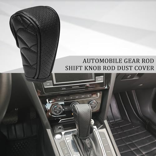Hirificing PU Leather Car Gear Shift Knob Cover, Manual/Automatic, Waterproof and Breathable Protector (Black) - Image 4